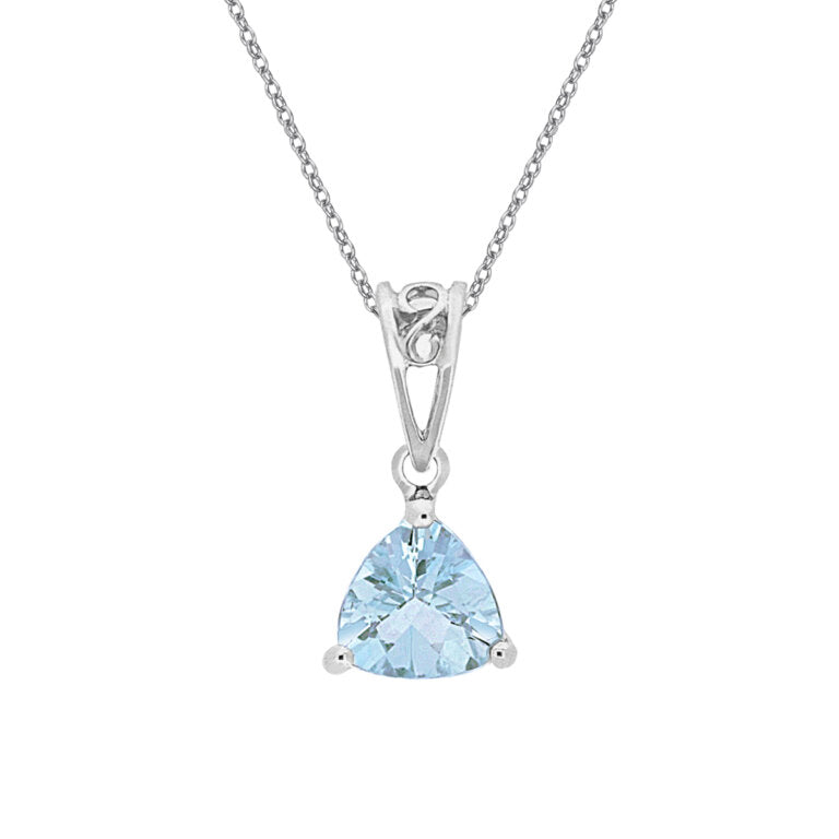 10K White Gold Blue Topaz Necklace - 18 Inches