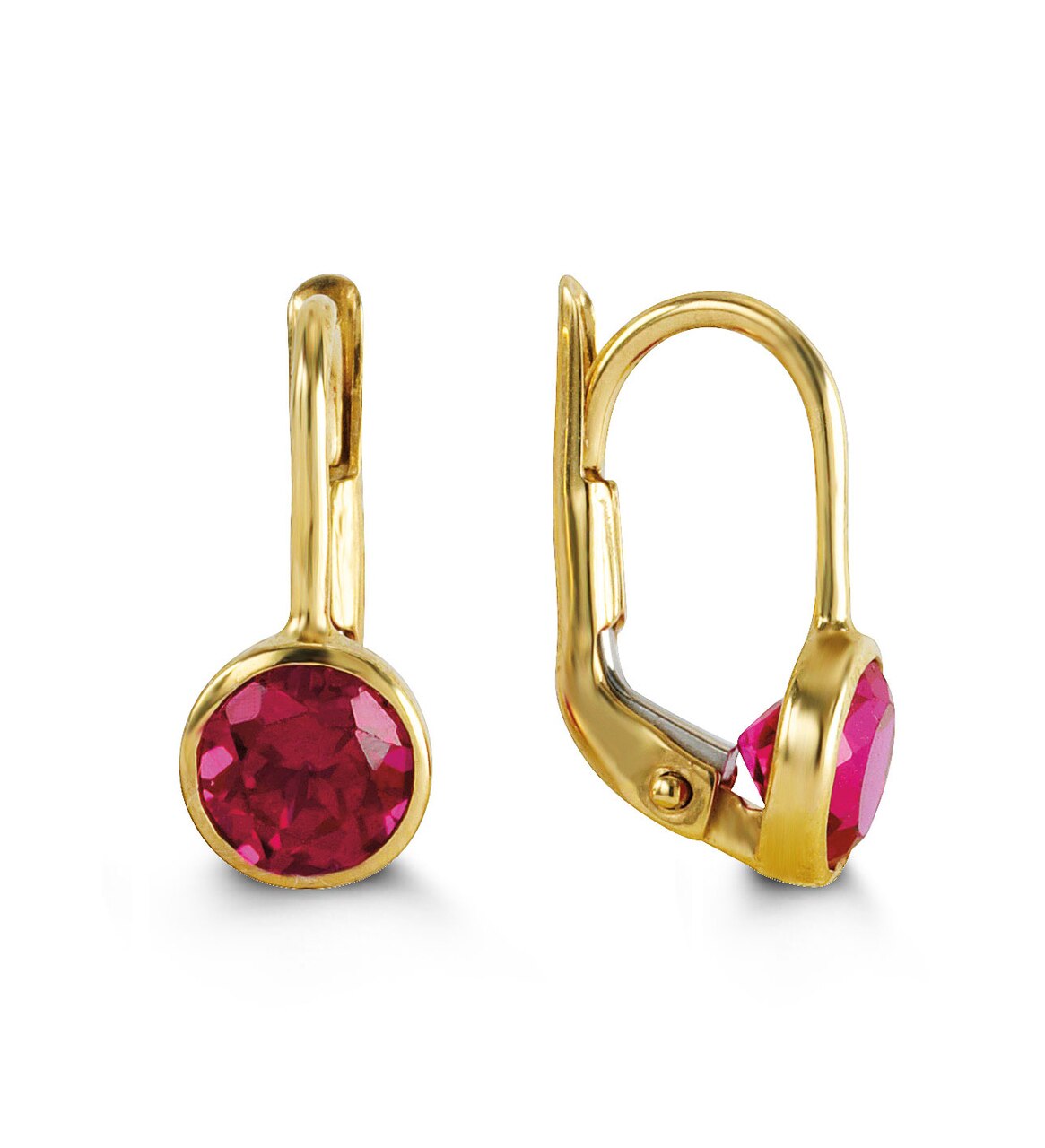Tracking - 10K Yellow Gold Synthetic Garnet Lever Back Earrings