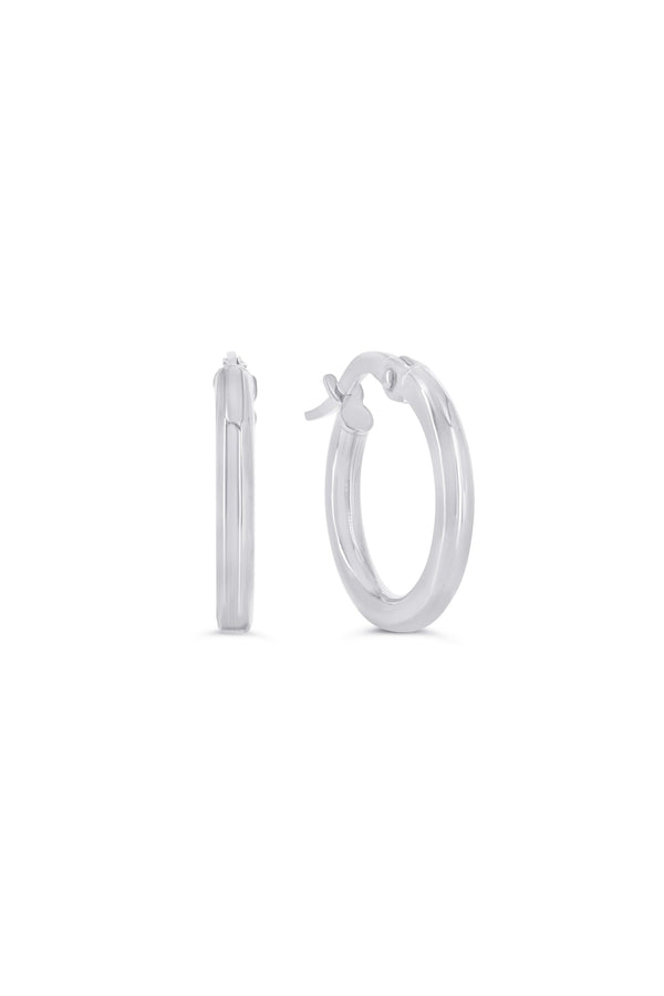 10K White Gold 2mm Tube Hoop Earrings