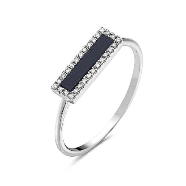 14K White Gold 0.24 Onyx & 0.06 cttw Diamond Ring - 4.5