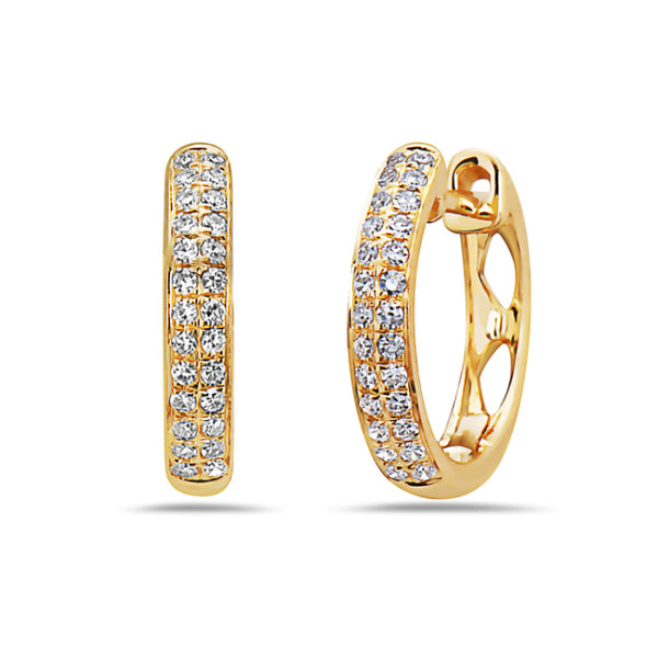 14K Yellow Gold cttw Diamond Hoop Earrings