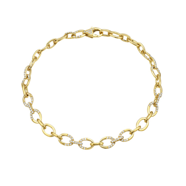 14K Yellow Gold 0.50cttw Round-Cut Diamond Link Bracelet