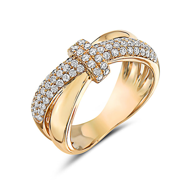 14K Yellow Gold 0.63cttw Diamond Criss-Cross Bow Ring - 4.5