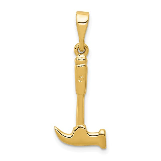 14K Yellow Gold Hammer Charm - 30mm x 10mm