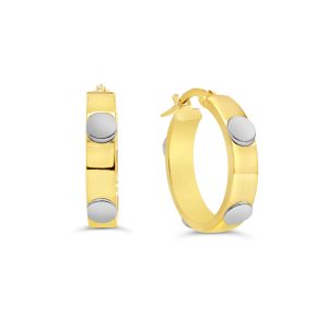 10K Yellow and White Gold Hoop Earring