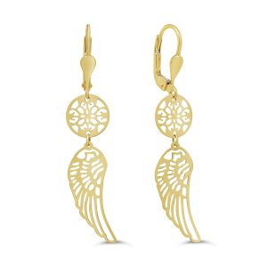 10K Yellow Gold Dangle Earring with Lever Back