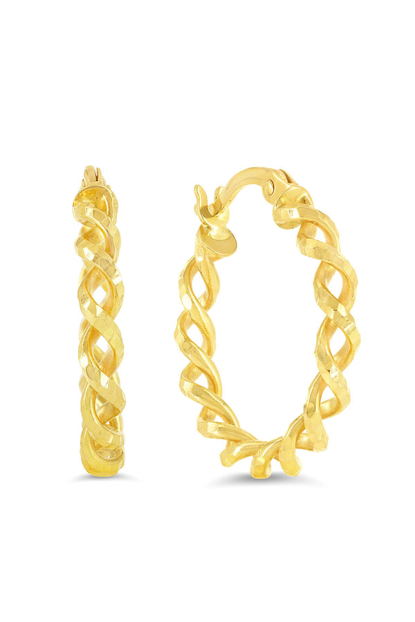 10K Yellow Gold Spring Hoop Earrings