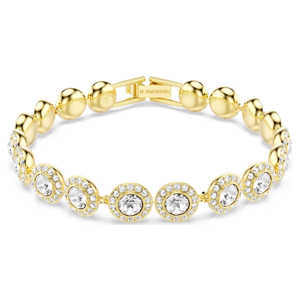 Swarovski Una/Angelic Tennis bracelet Round cut, Pavé, Medium, White, 18k gold plated - 5505469
