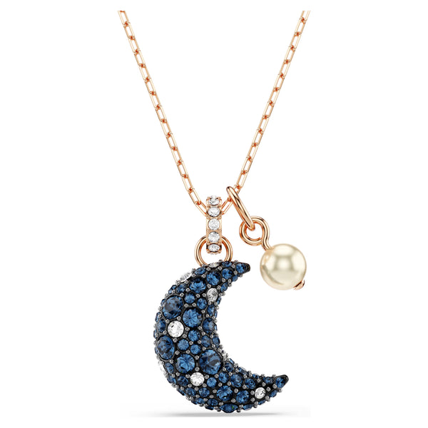 Swarovski Sublima/Luna pendant Crystal pearl, Moon, Multicoloured, 18k rose gold plated - 5671585