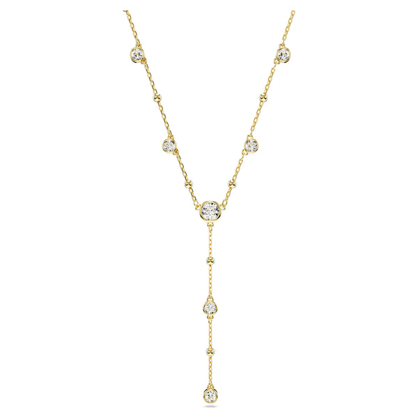 Swarovski - Imber Y necklace Round cut, White, 18k gold plated - 5684510
