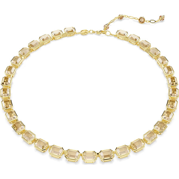 Millenia Tennis necklace, Octagon cut, Yellow, Gold-tone plated 5718674