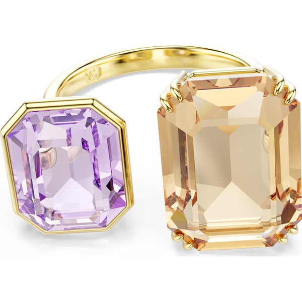 Millenia open ring, Octagon cut, Multicolored, Gold-tone plated 5725748
