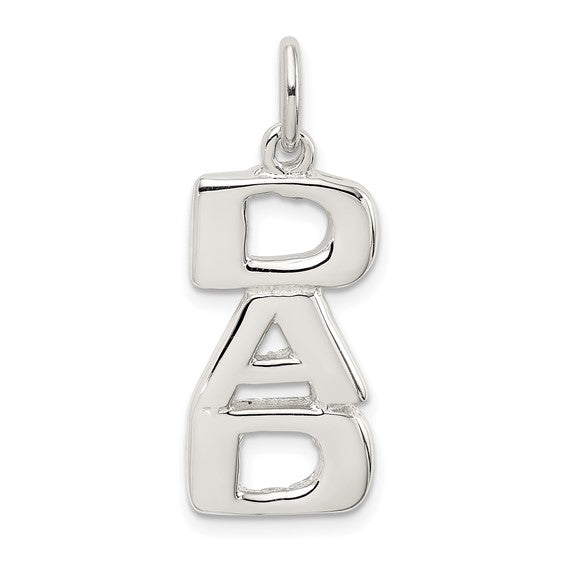 925 Sterling Silver Polished Finish "DAD" Charm - 21mm