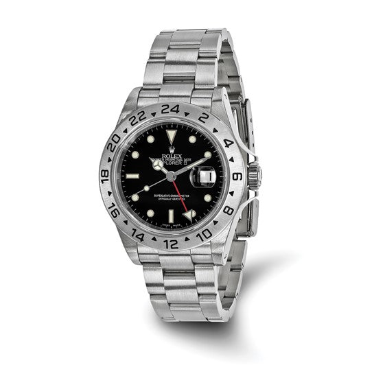 Pre-owned Independently Certified Rolex Steel Mens Explorer II Black Watch