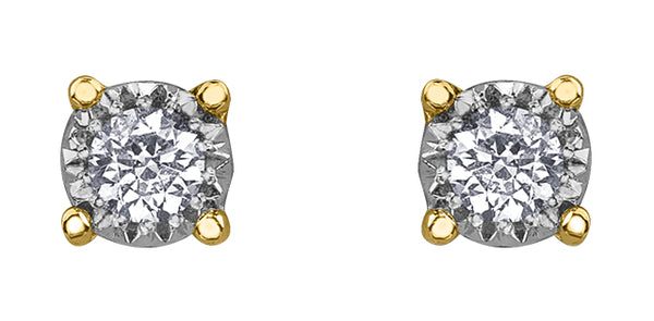 10K Yellow and White Gold 0.03cttw Diamond Stud Earrings