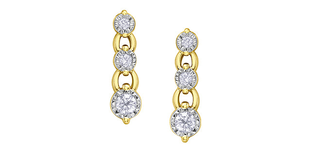 10K Yellow Gold 0.23cttw Diamond Dangle Earrings