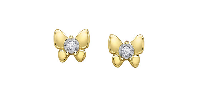 10K Yellow and White Gold 0.05cttw Diamond Stud Earrings