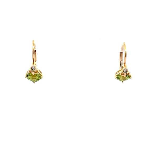 10K Yellow Gold Peridot and Diamond Earring