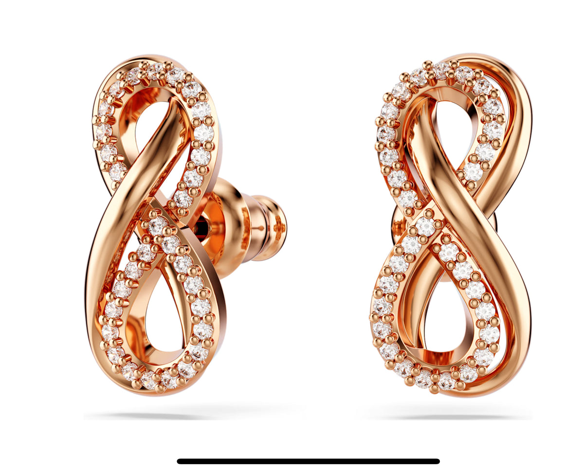 Swarovski - Hyperbola stud earrings, Infinity, White, Rose gold-tone plated - 5684085