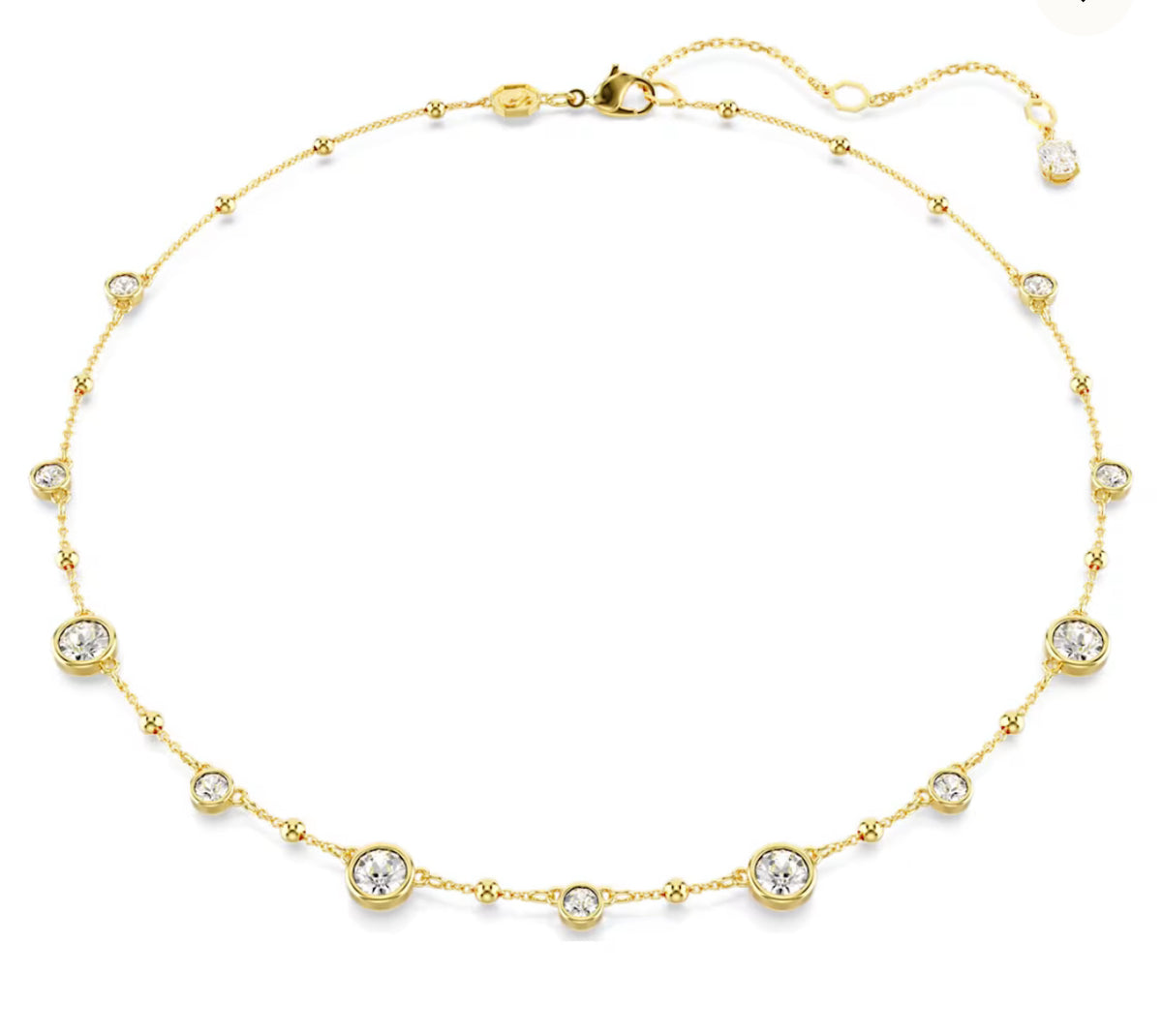 Swarovski - Imber necklace, Round cut, Scattered design, White, Gold-tone plated - 5680090