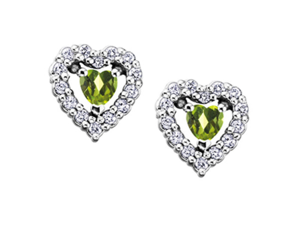 10K White Gold Peridot and 0.14cttw Diamond Earrings