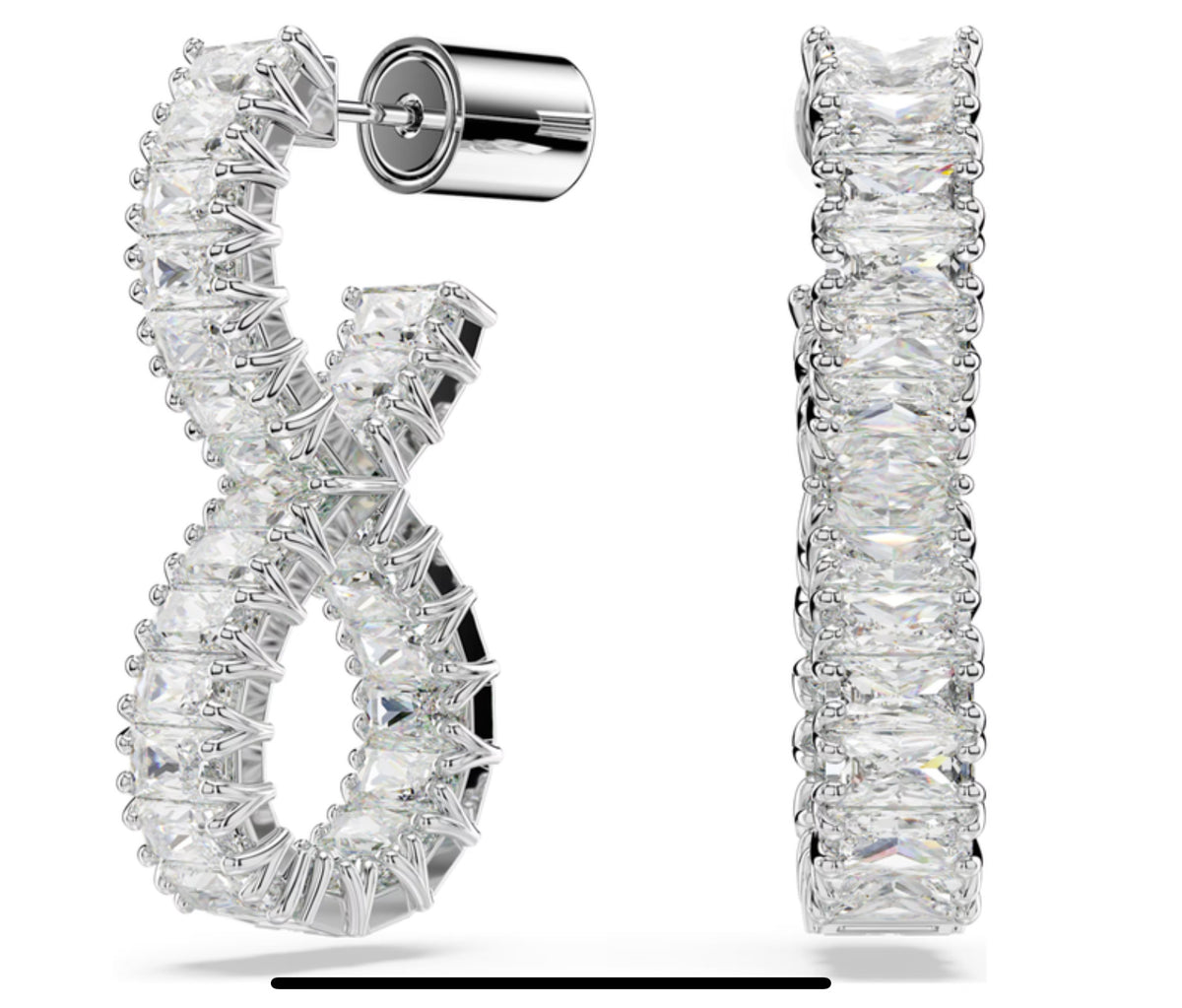 Swarovski - Hyperbola hoop earrings, Infinity, White, Rhodium plated - 5684047