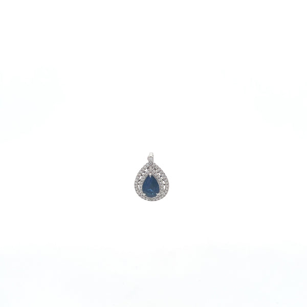 18K White Gold 1.35 cttw Sapphire and White Diamond Pendant
