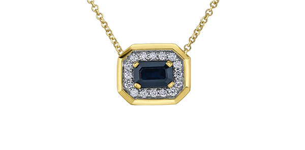 10K Yellow Gold Sapphire and Diamond Necklace - yellow gold