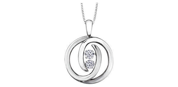 10K White Gold 0.20 cttw Diamond "Pulse" Pendant