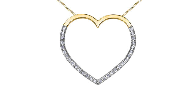 10K Yellow Gold 0.15 cttw Diamond Heart Necklace