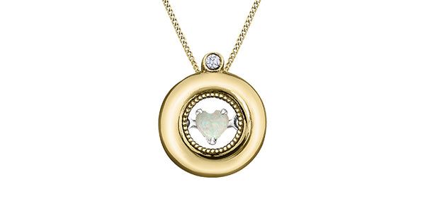 10K Yellow and White Gold Opal and Diamond Pulse Pendant