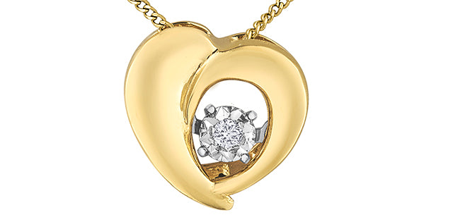 10K White and Yellow Gold 0.01 cttw Diamond Heart &quot;Pulse&quot; Pendant
