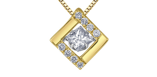 10K Yellow and White Gold Pulse Diamond Pendant