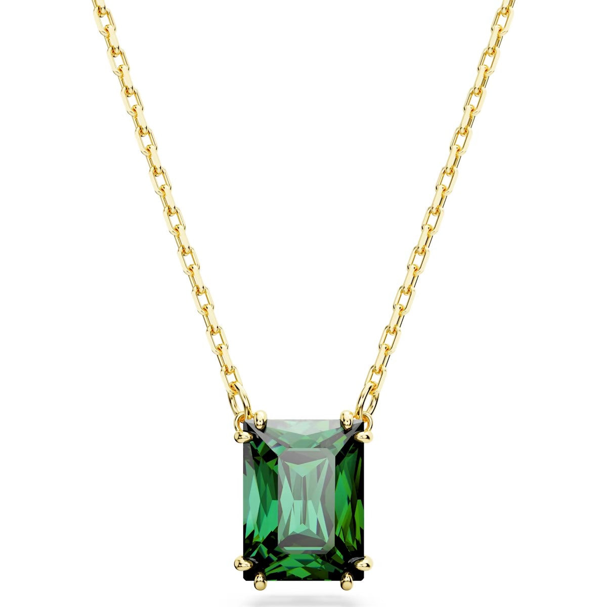 Swarovski Matrix pendant, Rectangular cut, Green, Gold-tone plated - 5677141