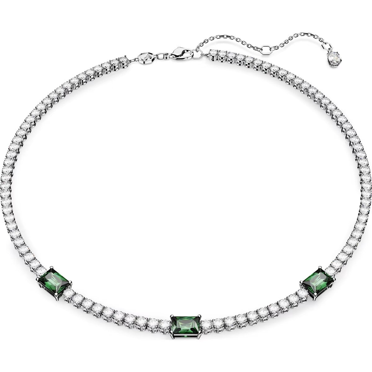 Swarovski Matrix Tennis necklace, Mixed cuts, Green, Rhodium plated 5666168
