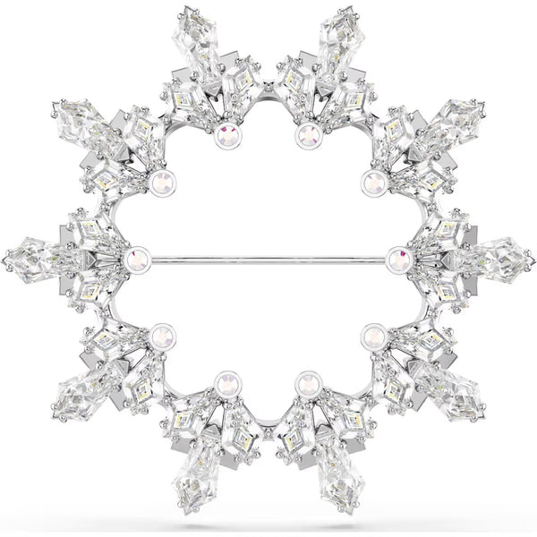 Swarovski Idyllia brooch, Mixed cuts, Snowflake, White, Rhodium plated - 5705397