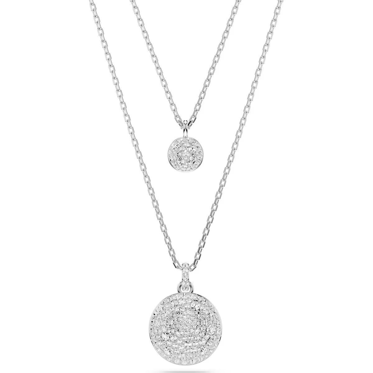 Swarovski Meteora layered pendant, White, Rhodium plated 5684244