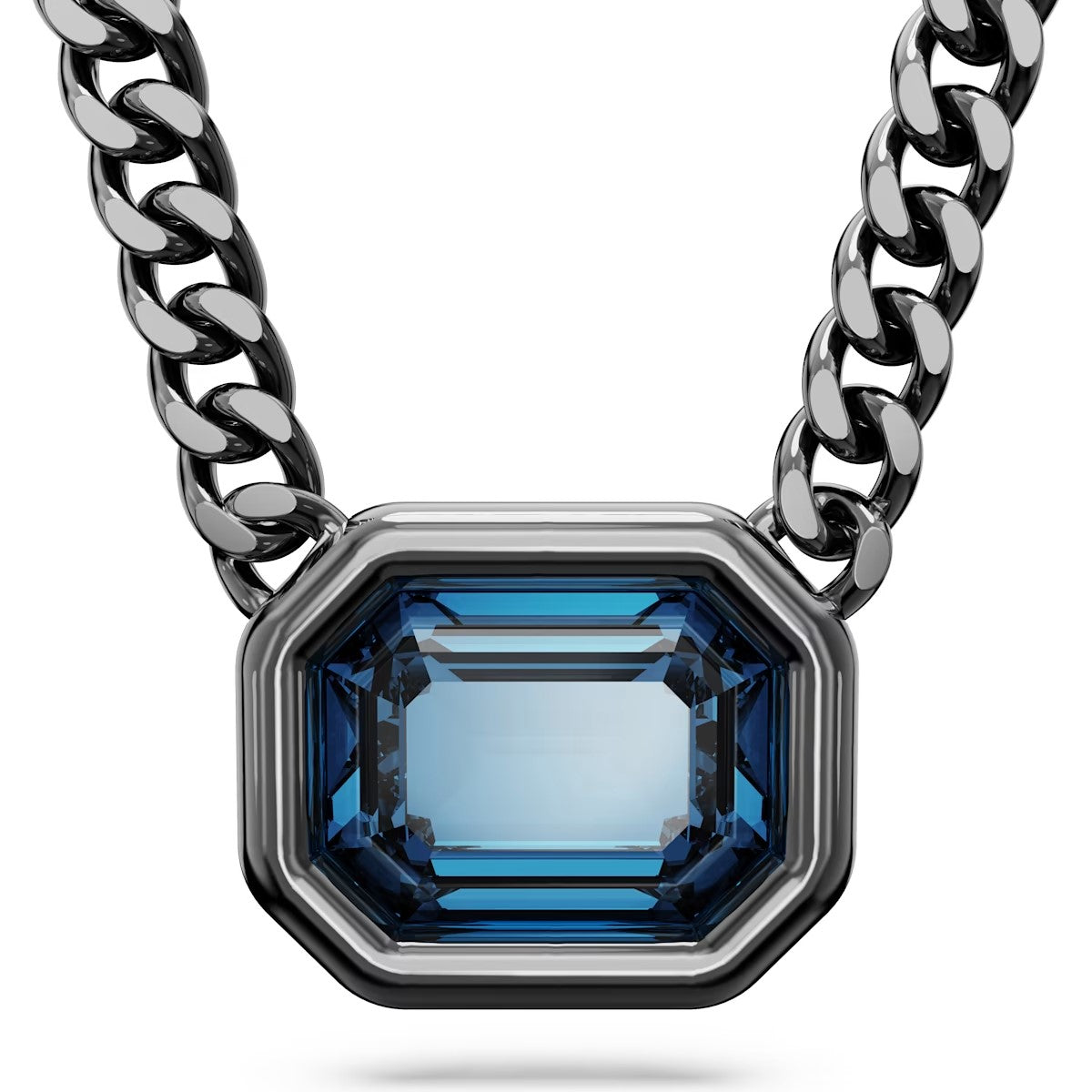 Swarovski Millenia pendant, Octagon cut, Blue, Ruthenium plated - 5671582