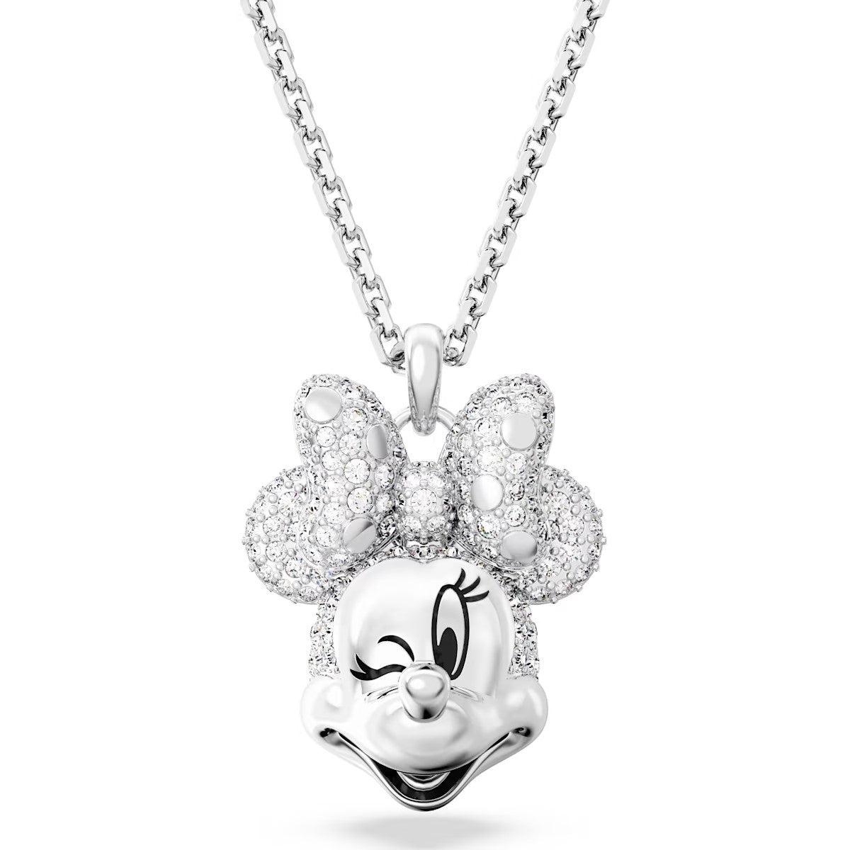 Swarovski Disney 100 - Minnie Mouse pendant, White, Rhodium plated - 5667612