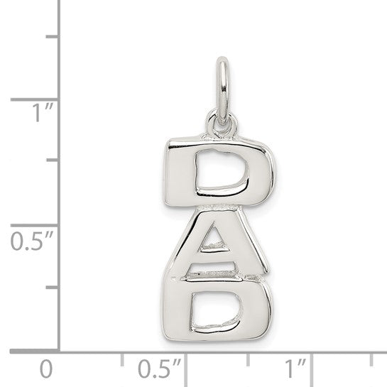 925 Sterling Silver Polished Finish &quot;DAD&quot; Charm - 21mm