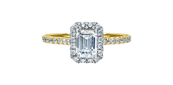 14K Yellow Gold 0.91cttw Lab Grown Diamond Engagement Ring - / White