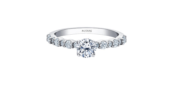 18K White Gold 1.60cttw Canadian Diamond Engagement Ring, Size 6.5