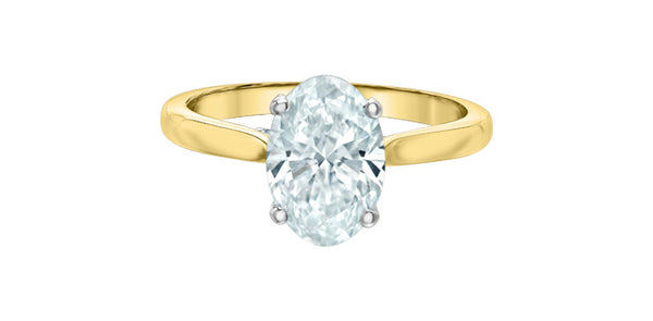 14K Yellow and White gold 2.157cttw Lab Grown Oval Diamond Ring with Hidden Halo - 4 / yellow gold