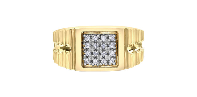 10K Yellow Gold 0.25cttw Diamond Gents Ring, size 10