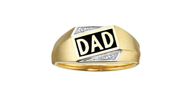 10K Yellow Gold DAD Diamond Gents Ring, size 10