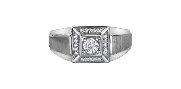 10K White Gold 0.31 ct Canadian Diamond Men's Ring - 7