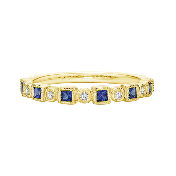 10K Yellow Gold Sapphire & diamond band