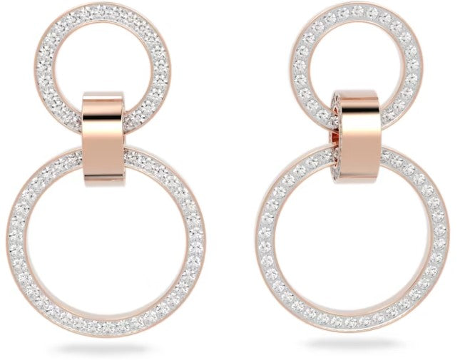 Swarovski Hollow hoop earrings White, Rose gold-tone plated 5636502