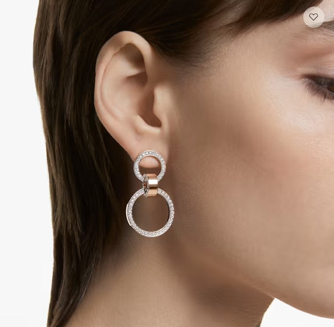 Swarovski Hollow hoop earrings White, Rose gold-tone plated 5636502