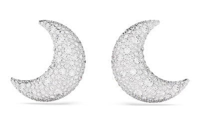 Swarovski Luna clip earrings, Moon, White, Rhodium plated 5666158